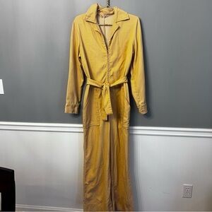 Vintage Stylish cream bell botto Jumpsuit One Piece Romper Tie Waist - Size Med